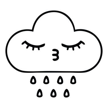 bir fırtına yağmur bulutu çizim karikatür