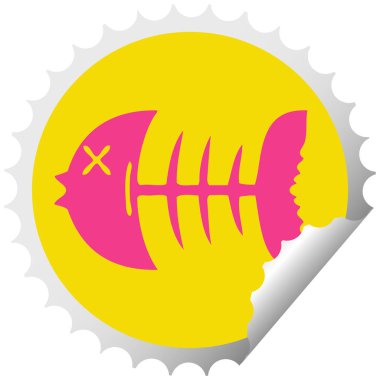 dairesel peeling etiket ilginç karikatür ölü balık kemik