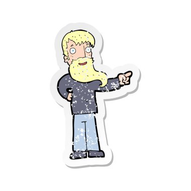 Sakal işaret ile bir çizgi film adamın Retro sıkıntılı etiket