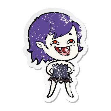 bir çizgi film gülen vampir kızın sıkıntılı etiket