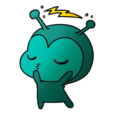 şirin kawaii yabancı serbest el çekilmiş degrade çizgi film