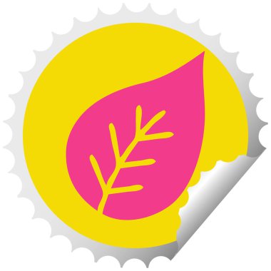 dairesel peeling etiket karikatür bir sonbahar yaprak