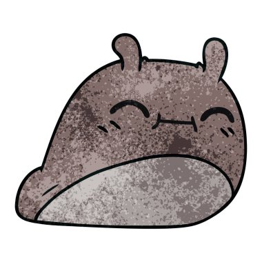 bir mutlu kawaii sülük, serbest el çekilmiş dokulu çizgi film