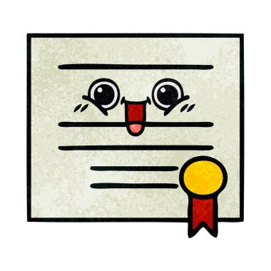 Retro grunge doku karikatür mezuniyet diploma