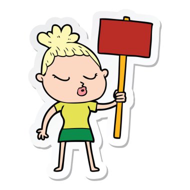 etiket bir çizgi film sakin kadın