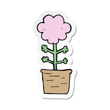 etiket bir sevimli çizgi çiçek