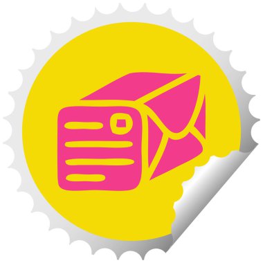 dairesel peeling etiket karikatür bir kağıt parsel