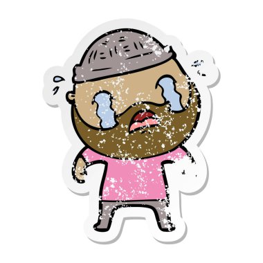 bir karikatür sıkıntılı etiket ağlayan adam sakallı