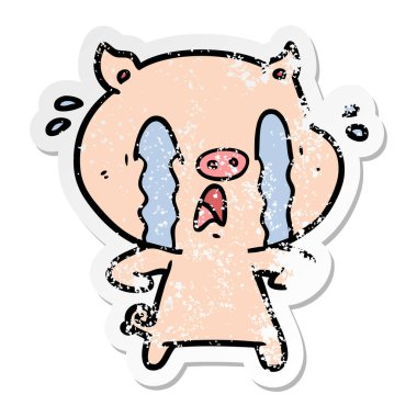 ağlayan bir domuz karikatür sıkıntılı etiket