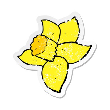 Retro bir karikatür nergis etiket sıkıntılı