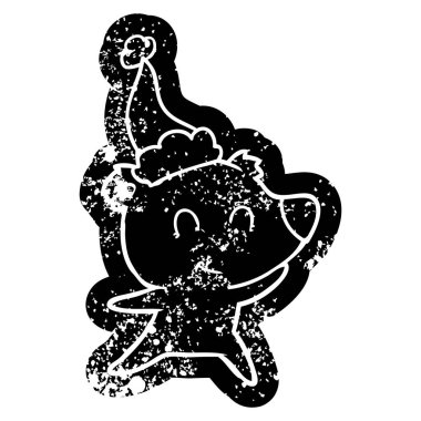 kadın ayı ilginç sıkıntılı simgesi giyen Noel Baba şapkası, çizgi film