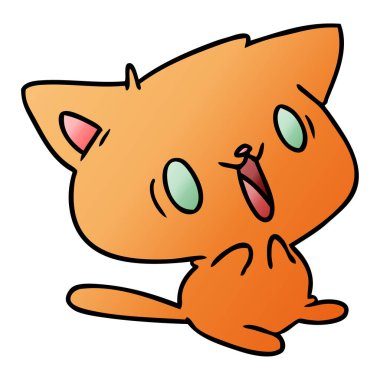 şirin kawaii kedi degrade çizgi film gösterimi