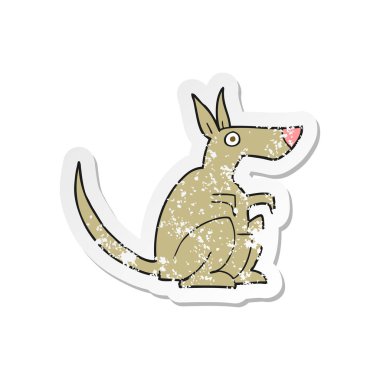 bir çizgi film kanguru Retro sıkıntılı etiket