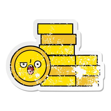 sevimli çizgi sıkıntılı etiket paralar