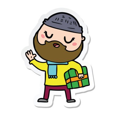 sakallı bir çizgi film adam etiketi