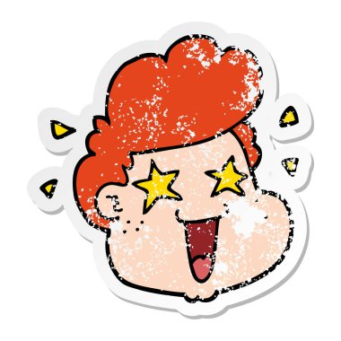 bir çizgi film yüzünü sıkıntılı etiket