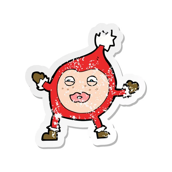 レトロな不良漫画面白いクリスマス生き物のステッカー — ストックベクタ