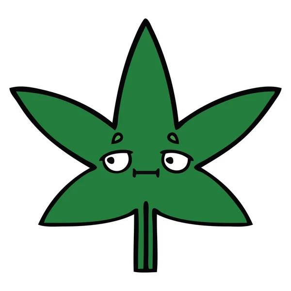 Roztomilý Kreslený Marihuana Leaf — Stockový vektor