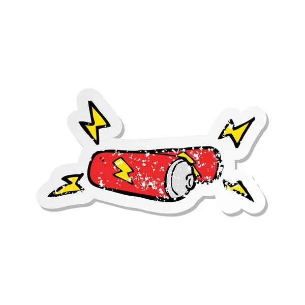 Etiqueta Angustiada Retro Umas Baterias Dos Desenhos Animados — Vetor de Stock