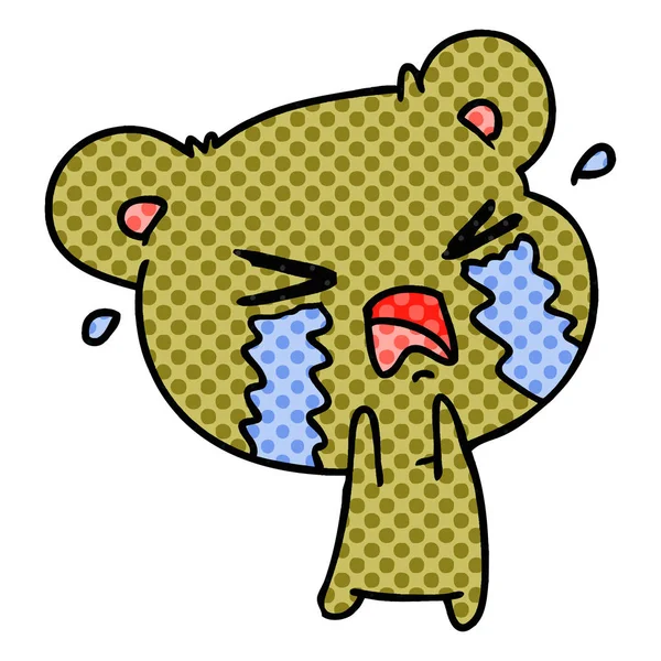 かわいい泣いてクマのフリーハンドの描かれた漫画 — ストックベクタ
