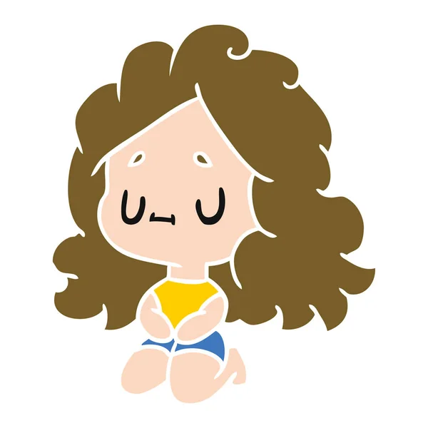 Karikatur eines süßen Kawaii-Mädchens — Stockvektor