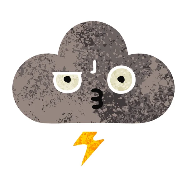 Retro afbeelding stijl cartoon onweerswolk — Stockvector