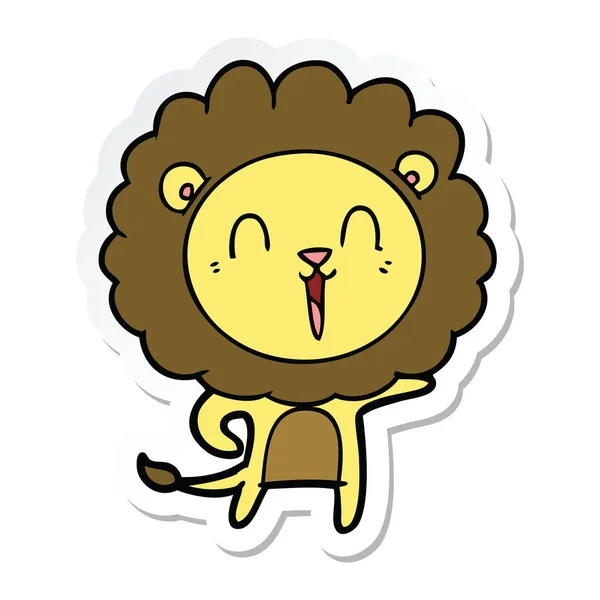 Autocollant d'un dessin animé lion riant — Image vectorielle