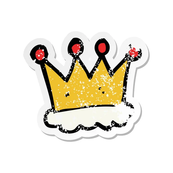 Retro Distressed Sticker Cartoon Crown Symbol — Stock Vector