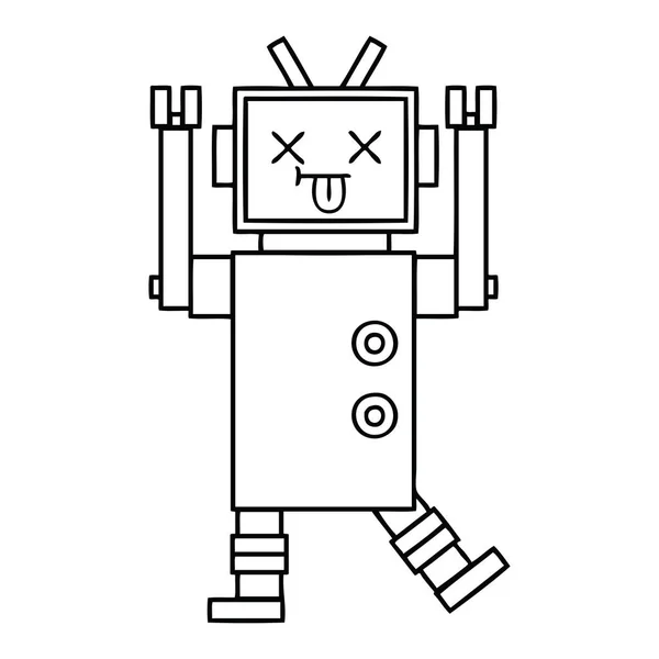 Kreskówka Linia Rysunek Robota — Wektor stockowy