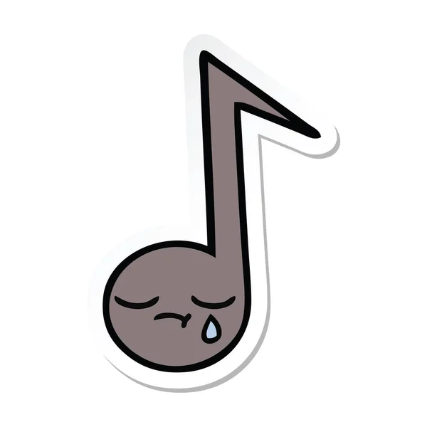 Etiqueta Uma Nota Musical Bonito Desenho Animado —  Vetores de Stock