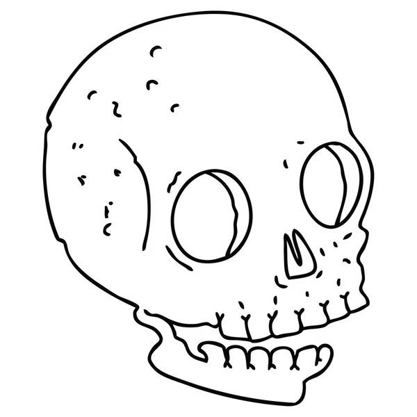 Linha Desenho Peculiar Desenho Animado Crânio —  Vetores de Stock