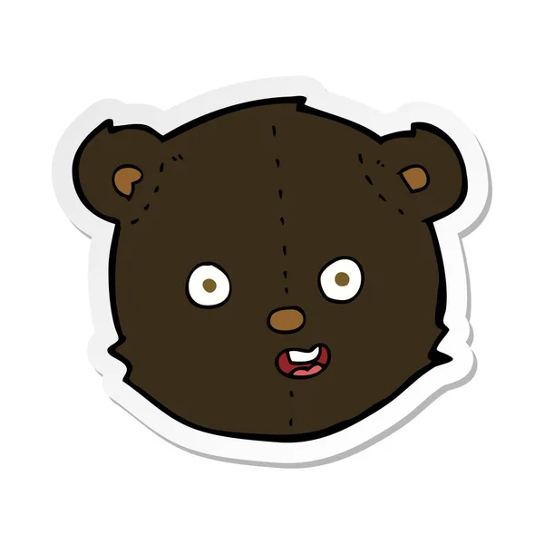 Sticker Cartoon Black Teddy Bear Head — Stock Vector