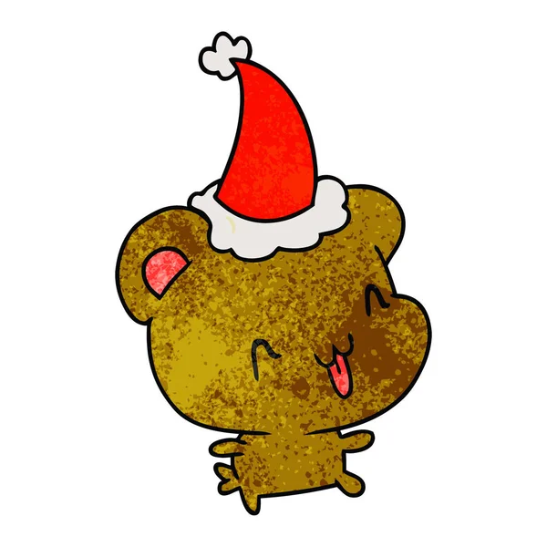 Natal texturizado desenhos animados de urso kawaii —  Vetores de Stock