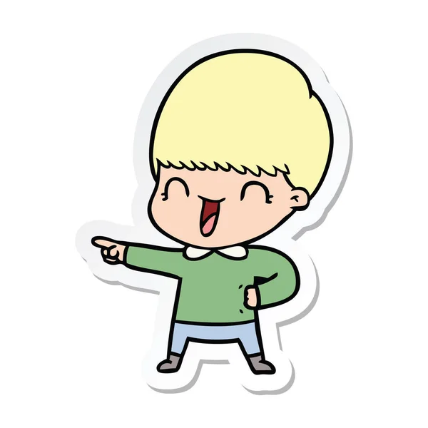 Sticker van een happy cartoon-jongen — Stockvector