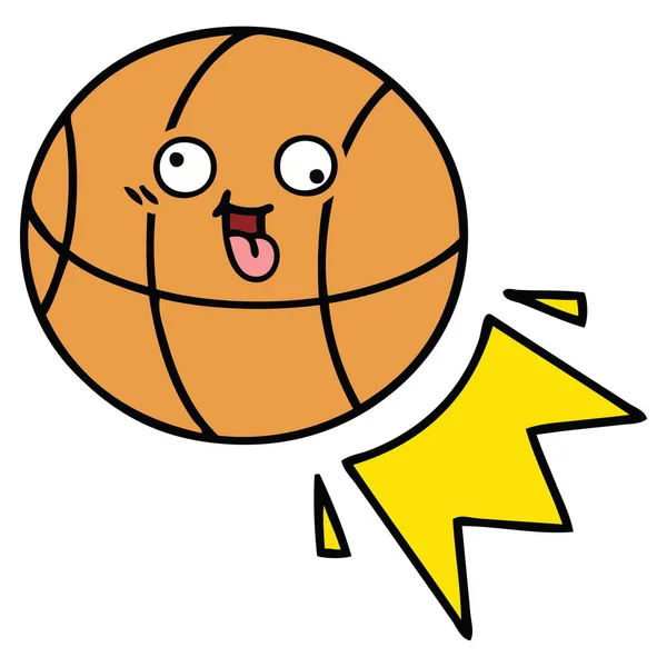 Desenho Animado Bonito Uma Bola Basquete — Vetor de Stock