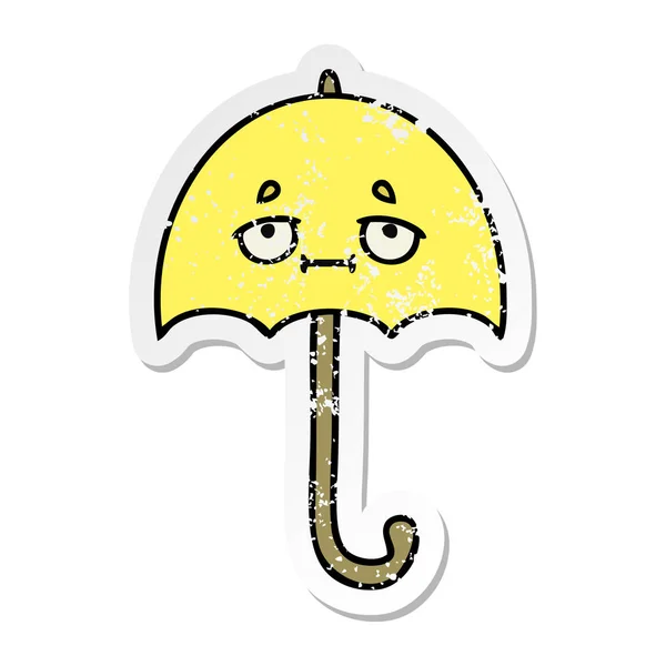 Distressed Sticker Cute Cartoon Umbrella — Stock Vector