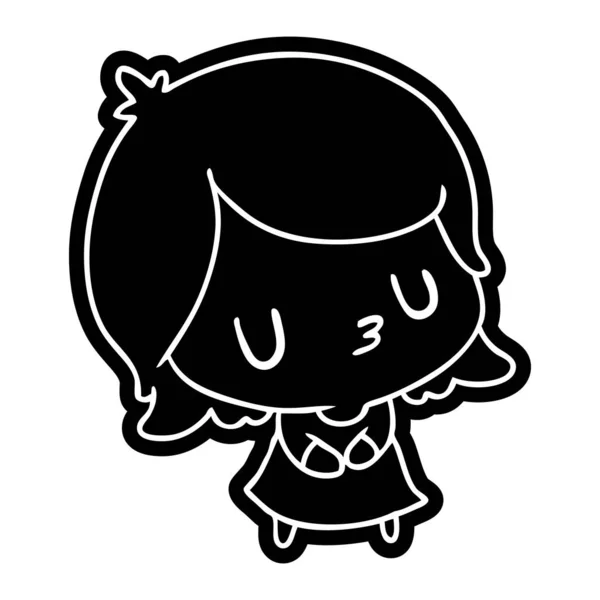 Cartoon icon of a cute kawaii girl — Stock Vector