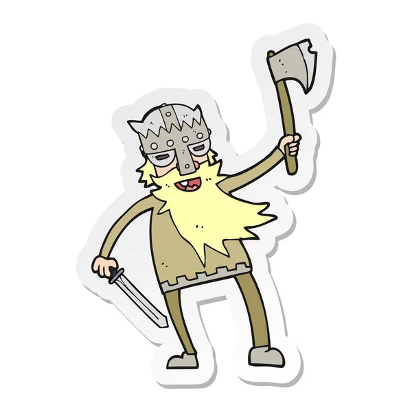 Sticker Van Een Cartoon Viking Warrior — Stockvector