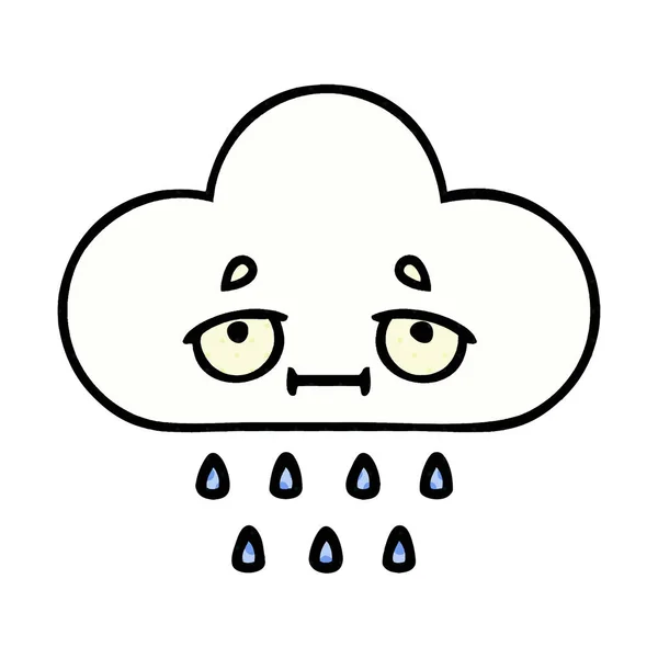 Comic Book Style Cartoon Rain Cloud — Stock Vector