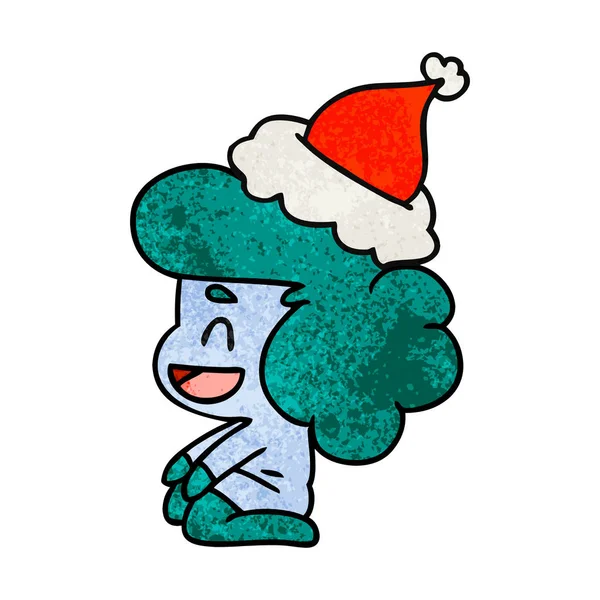 Christmas textured cartoon of kawaii ghost — Stock Vector