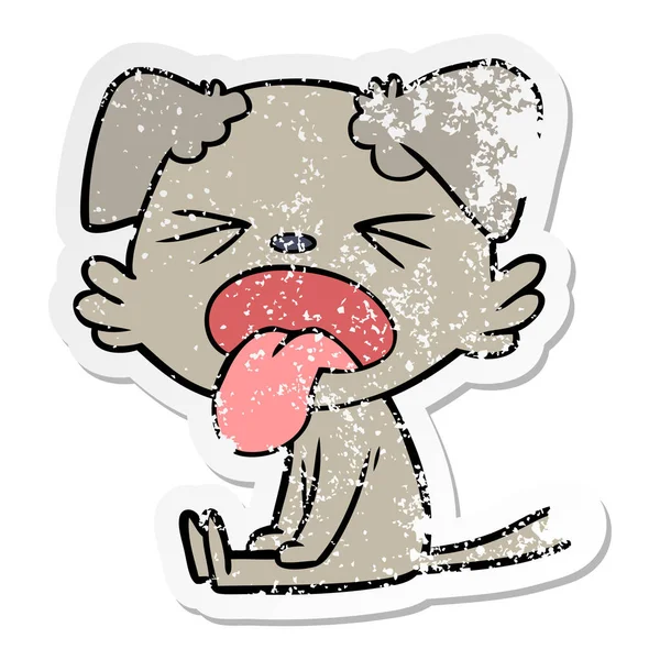 Distressed Sticker Cartoon Sitting Dog — Stock Vector