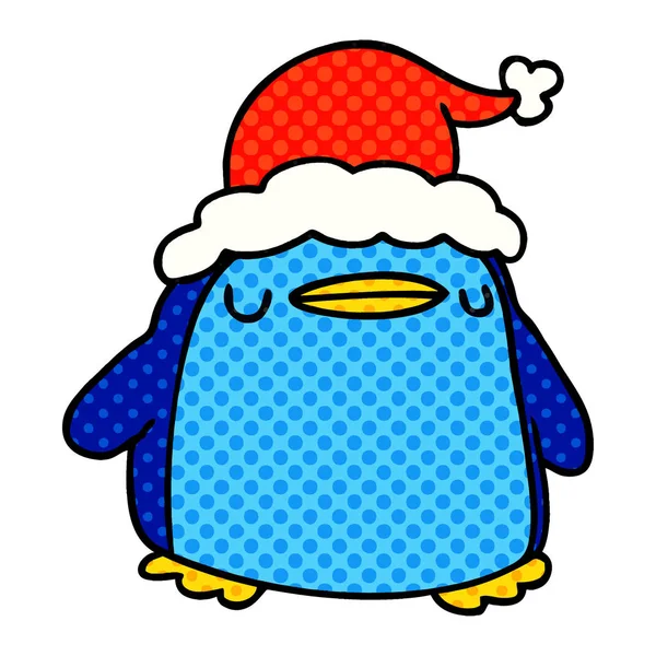 Dessin animé de Noël du pingouin kawaii — Image vectorielle