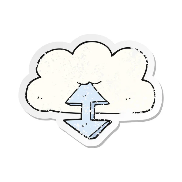 Retro distressed sticker of a cartoon digital cloud — Stock Vector