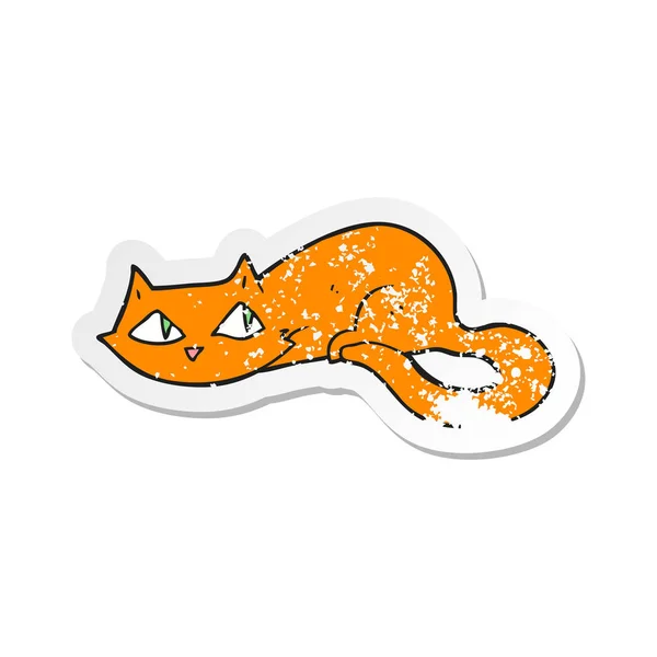 Retro noodlijdende sticker van een cartoon kat — Stockvector