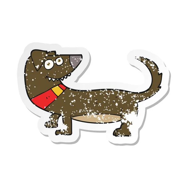 Retro Noodlijdende Sticker Van Een Cartoon Hond — Stockvector