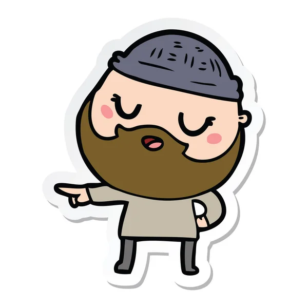 Sticker Cute Cartoon Man Beard — Stock Vector