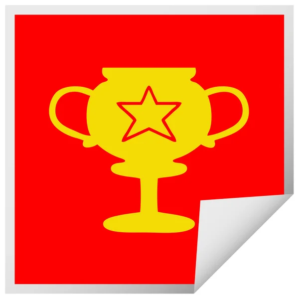 Plein peeling sticker cartoon gouden trofee — Stockvector
