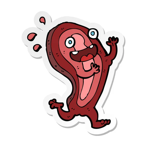 Sticker Meat Cartoon Character — Stock Vector