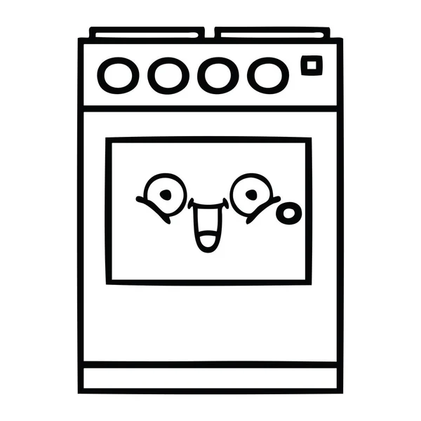 Lijntekening Cartoon Van Een Keuken Oven — Stockvector