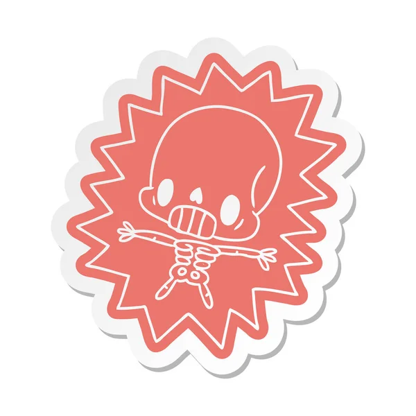 Autocollant Dessin Animé Kawaii Squelette Électrocuté — Image vectorielle